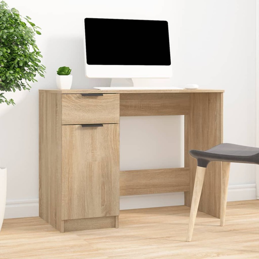 Kantoormeubelen vidaXL | Vidaxl Bureau 100X50X75 Cm Bewerkt Hout Sonoma Eikenkleurig