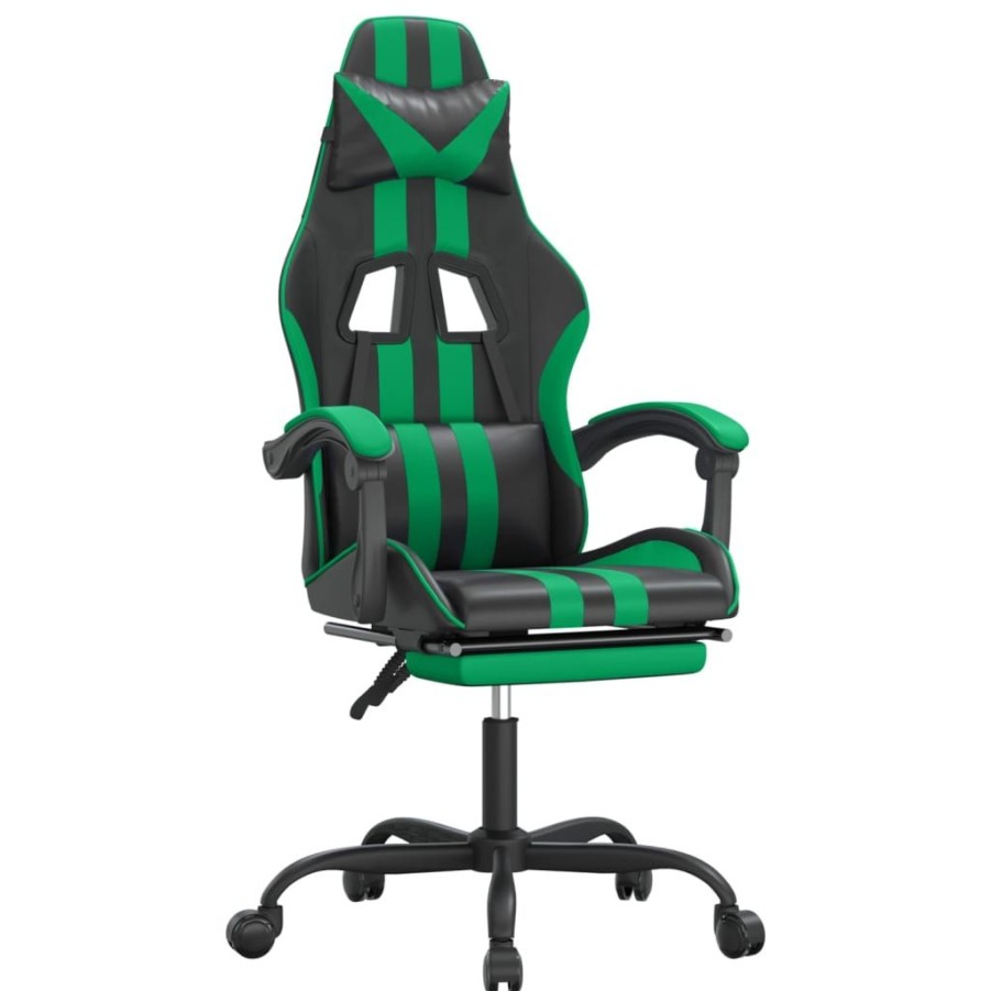 Stoelen vidaXL | Vidaxl Gamestoel Met Voetensteun Kunstleer Zwart En Groen