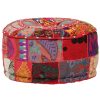 Poefs vidaXL | Vidaxl Poef Patchwork Rond Handgemaakt 40X20 Cm Katoen Rood