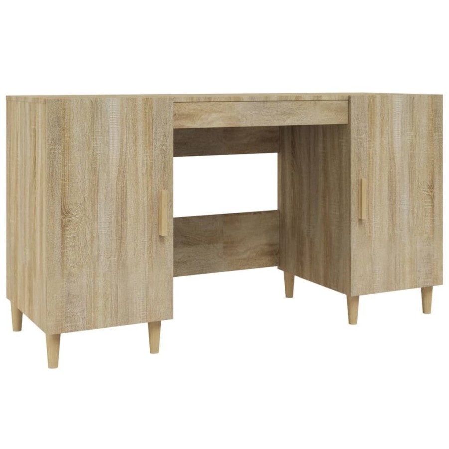 Kantoormeubelen vidaXL | Vidaxl Bureau 140X50X75 Cm Bewerkt Hout Sonoma Eikenkleurig