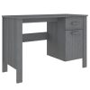 Kantoormeubelen vidaXL | Vidaxl Bureau Hamar 113X50X75 Cm Massief Grenenhout Donkergrijs