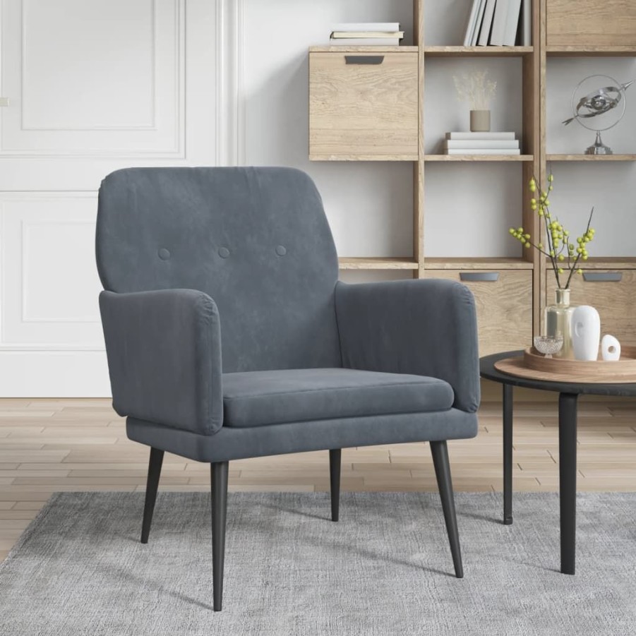 Stoelen vidaXL | Vidaxl Fauteuil 62X79X79 Cm Fluweel Donkergrijs