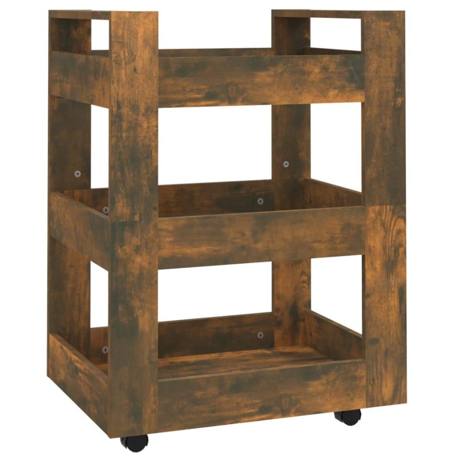 Trolleys vidaXL | Vidaxl Keukentrolley 60X45X80 Cm Bewerkt Hout Gerookt Eikenkleurig