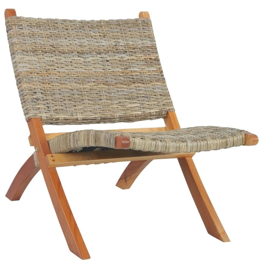 Stoelen vidaXL | Vidaxl Relaxstoel Natuurlijk Kubu Rattan En Massief Mahoniehout