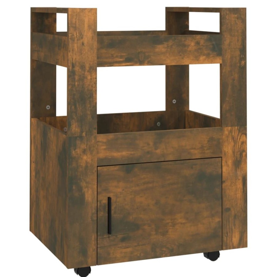 Trolleys vidaXL | Vidaxl Keukentrolley 60X45X80 Cm Bewerkt Hout Gerookt Eikenkleurig