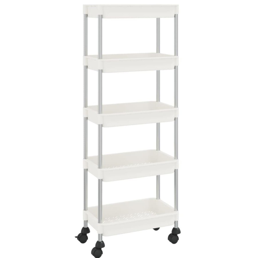 Trolleys vidaXL | Vidaxl Keukentrolley 5-Laags 42X29X128 Cm Ijzer En Abs Wit