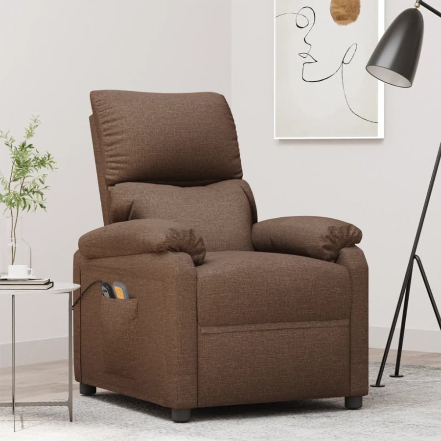 Stoelen vidaXL | Vidaxl Sta-Op-Massagestoel Stof Bruin