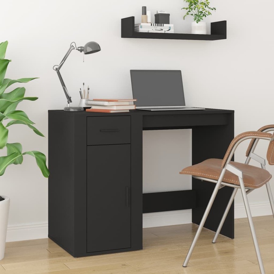 Kantoormeubelen vidaXL | Vidaxl Bureau 100X49X75 Cm Bewerkt Hout Zwart