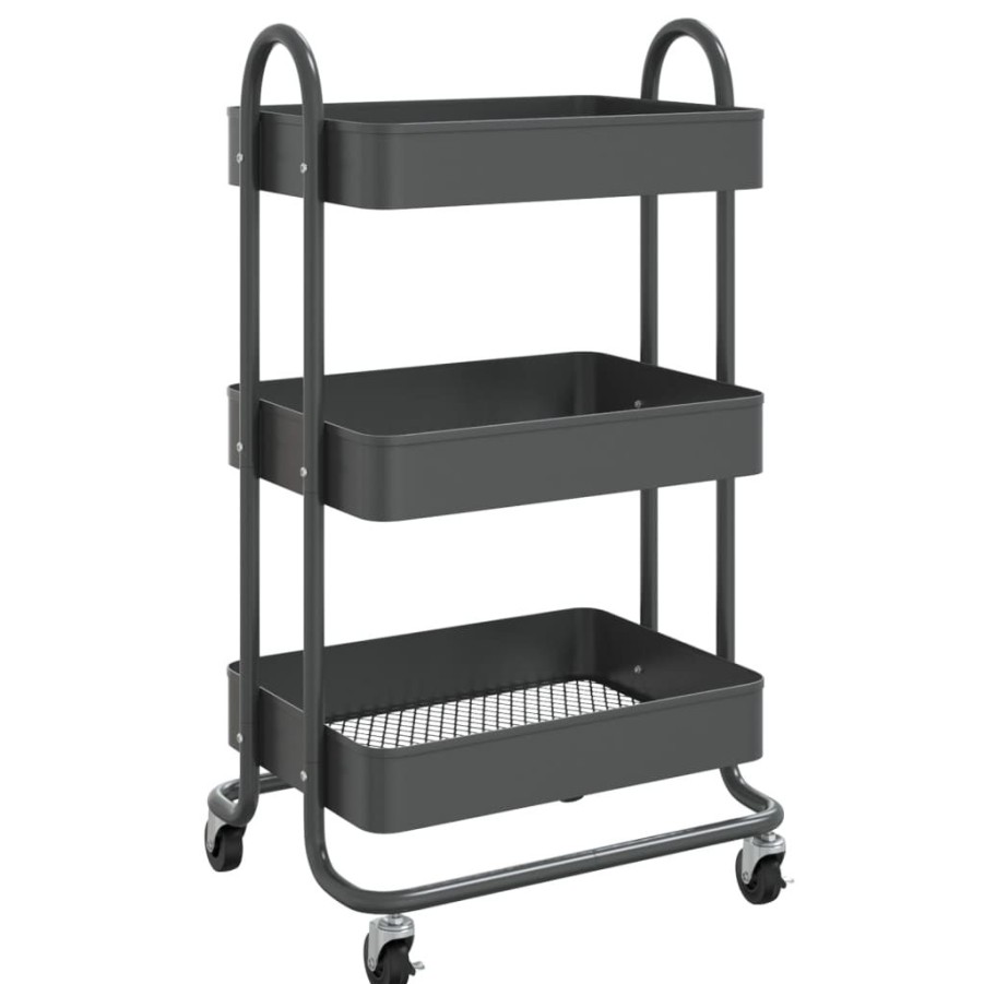 Trolleys vidaXL | Vidaxl Trolley 3-Laags 43X34X79 Cm Staal Antracietkleurig