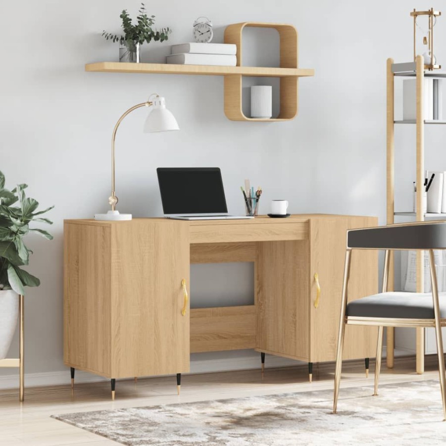 Kantoormeubelen vidaXL | Vidaxl Bureau 140X50X75 Cm Bewerkt Hout Sonoma Eikenkleurig