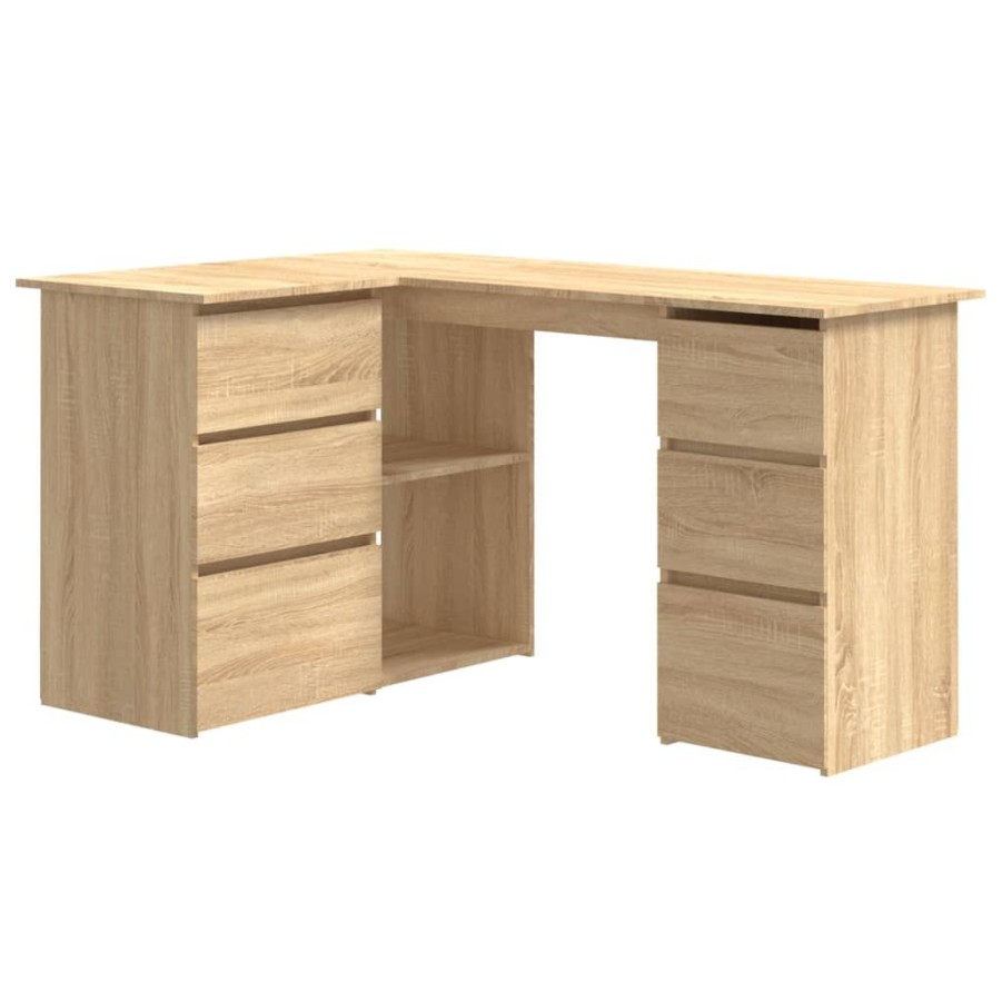 Kantoormeubelen vidaXL | Vidaxl Hoekbureau 145X100X76 Cm Bewerkt Hout Sonoma Eikenkleurig