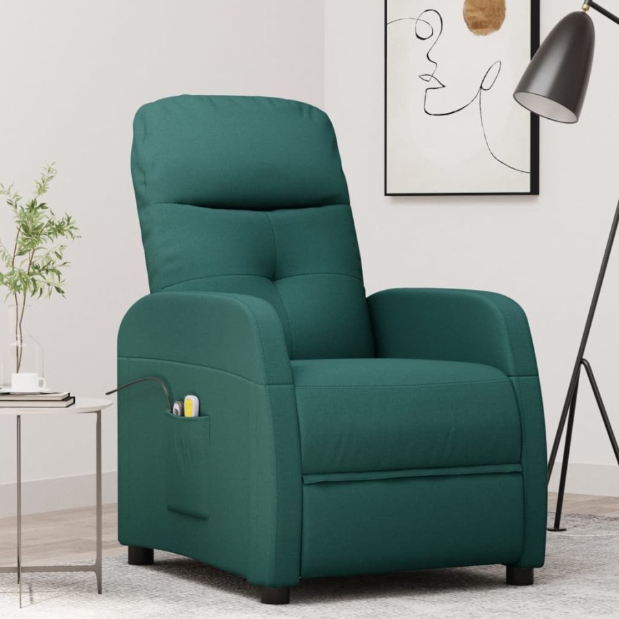 Stoelen vidaXL | Vidaxl Sta-Op-Massagestoel Stof Donkergroen