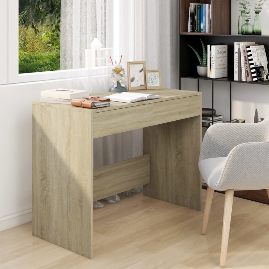 Kantoormeubelen vidaXL | Vidaxl Bureau 101X50X76,5 Cm Spaanplaat Sonoma Eikenkleurig