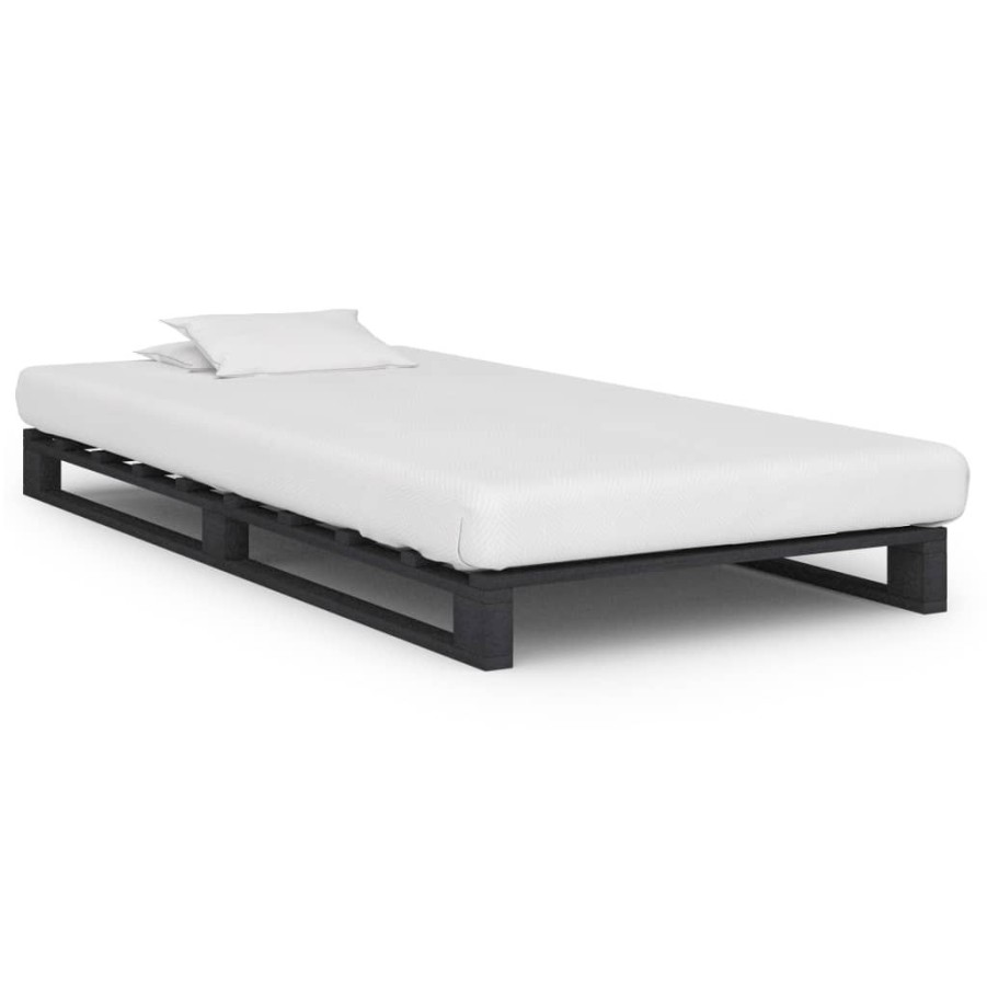 Bedden & Accessoires vidaXL | Vidaxl Bedframe Pallet Massief Grenenhout Grijs 90X200 Cm