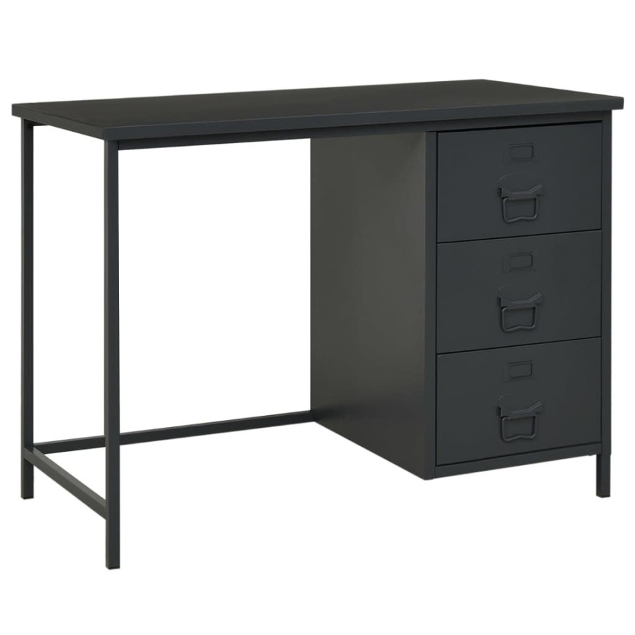 Kantoormeubelen vidaXL | Vidaxl Bureau Industrieel Met Lades 105X52X75 Cm Staal Antracietkleur