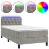 Bedden & Accessoires vidaXL | Vidaxl Boxspring Met Matras En Led Fluweel Lichtgrijs 80X200 Cm