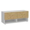 Bankjes vidaXL | Fmd Opbergbankje Met 2 Lades 108,9X41,7X46,1 Cm Wit En Artisan Eiken