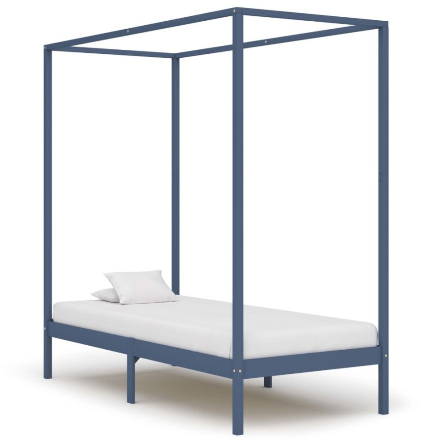 Bedden & Accessoires vidaXL | Vidaxl Hemelbedframe Massief Grenenhout Grijs 90X200 Cm