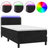 Bedden & Accessoires vidaXL | Vidaxl Boxspring Met Matras En Led Fluweel Zwart 80X200 Cm