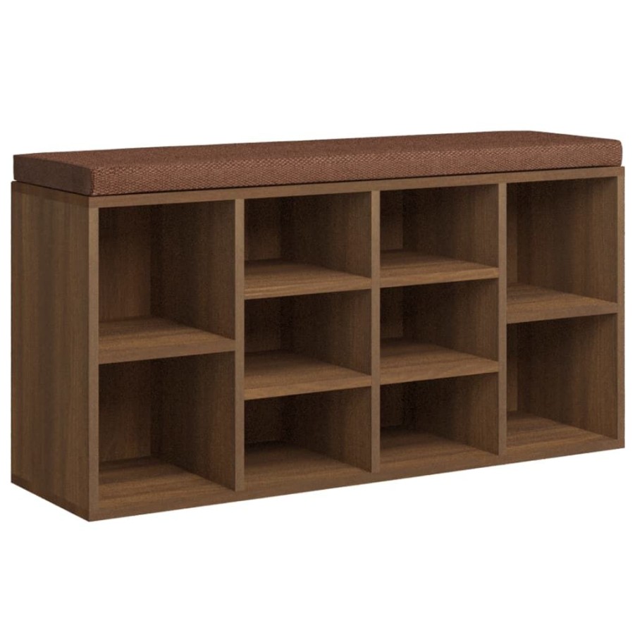 Bankjes vidaXL | Vidaxl Schoenenbank 103X30X48 Cm Bewerkt Hout Bruin Eikenkleur