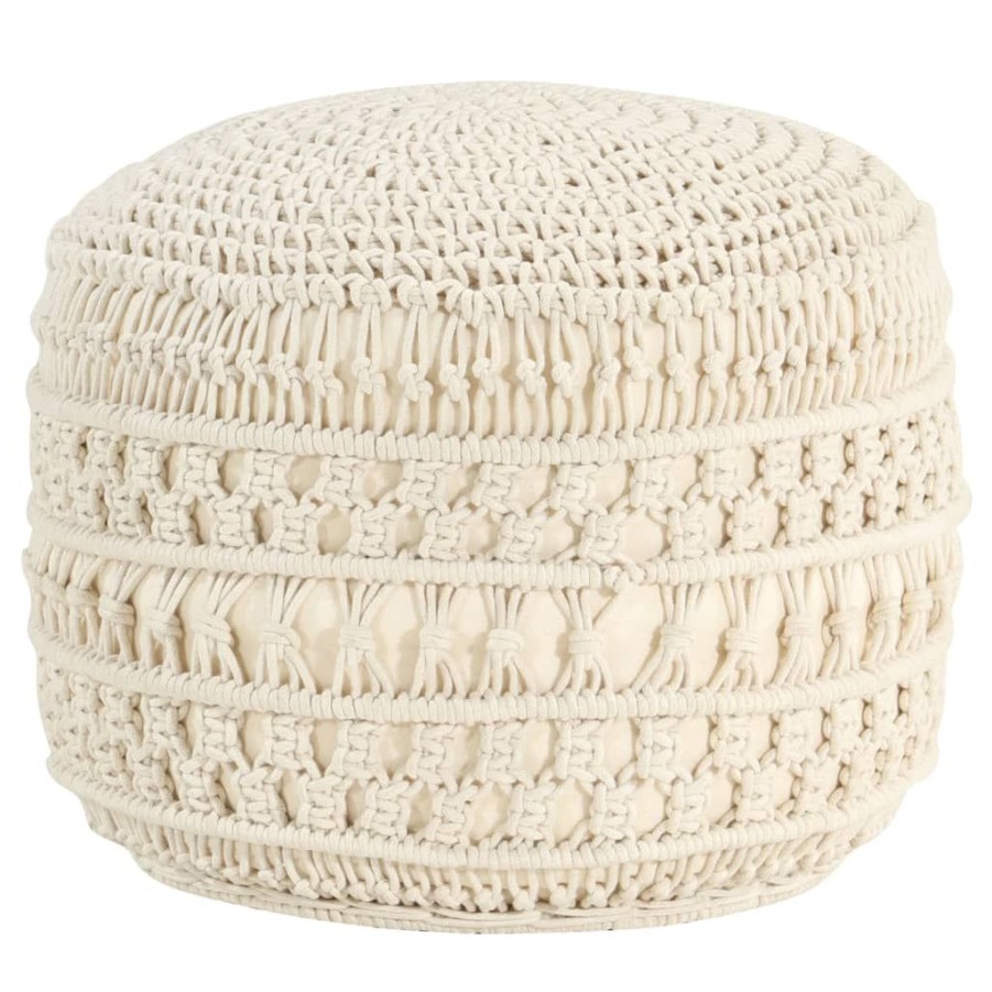 Poefs vidaXL | Vidaxl Poef Macrame Handgemaakt 45X30 Cm Katoen