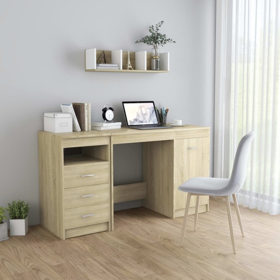 Kantoormeubelen vidaXL | Vidaxl Bureau 140X50X76 Cm Spaanplaat Sonoma Eikenkleurig