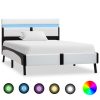 Bedden & Accessoires vidaXL | Vidaxl Bedframe Met Led Kunstleer Wit En Zwart 90X200 Cm