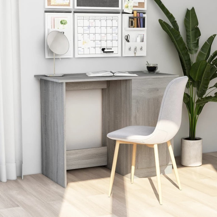 Kantoormeubelen vidaXL | Vidaxl Bureau 100X50X76 Cm Bewerkt Hout Grijs Sonoma Eikenkleurig