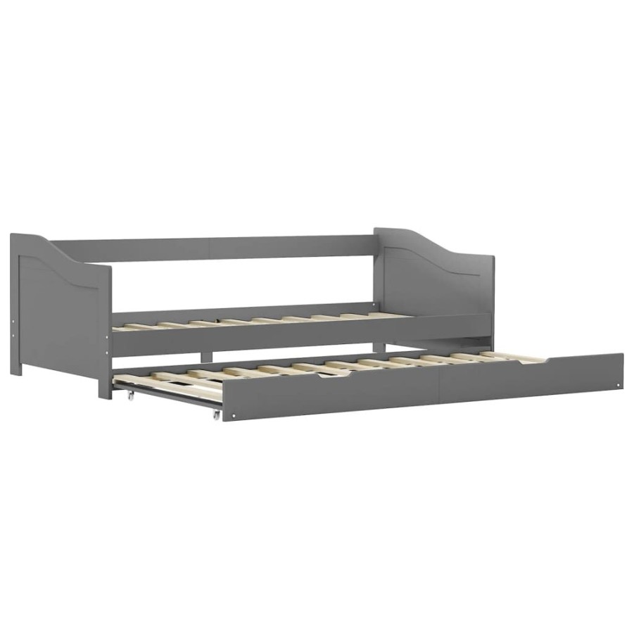 Bedden & Accessoires vidaXL | Vidaxl Bedbankframe Uittrekbaar Grenenhout Grijs 90X200 Cm