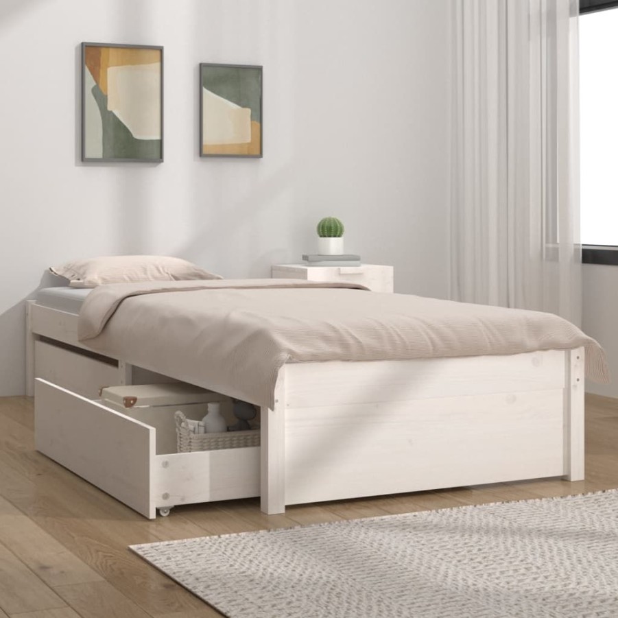 Bedden & Accessoires vidaXL | Vidaxl Bedframe Met Lades Wit 90X200 Cm