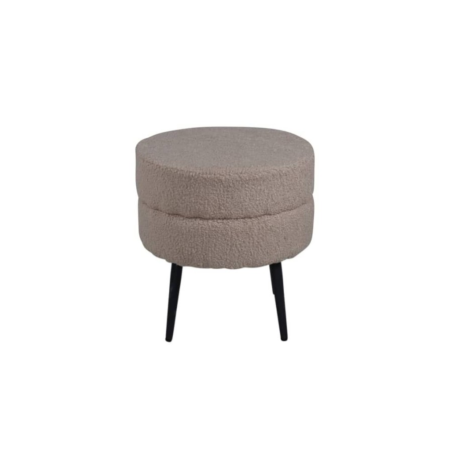 Poefs vidaXL | Venture Home Poef Pot 40X40X40 Cm Teddystof Zwart En Beige