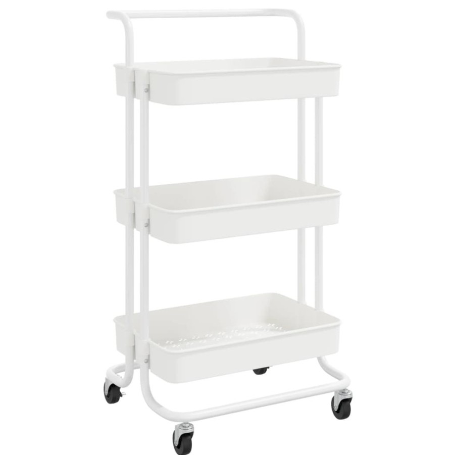 Trolleys vidaXL | Vidaxl Keukentrolley 3-Laags 42X35X85 Cm Ijzer En Abs Wit