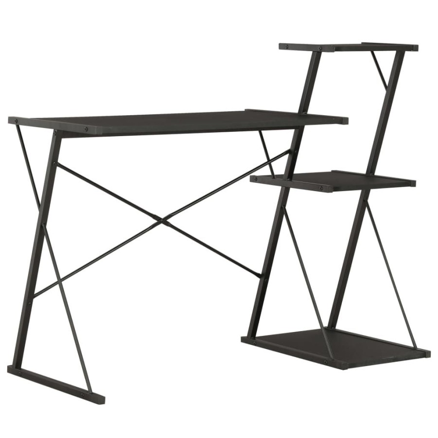 Kantoormeubelen vidaXL | Vidaxl Bureau Met Schap 116X50X93 Cm Zwart