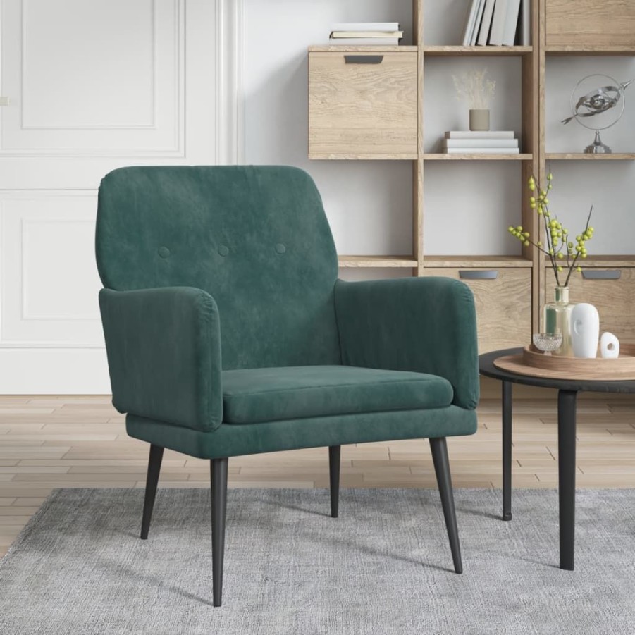 Stoelen vidaXL | Vidaxl Fauteuil 62X79X79 Cm Fluweel Donkergroen