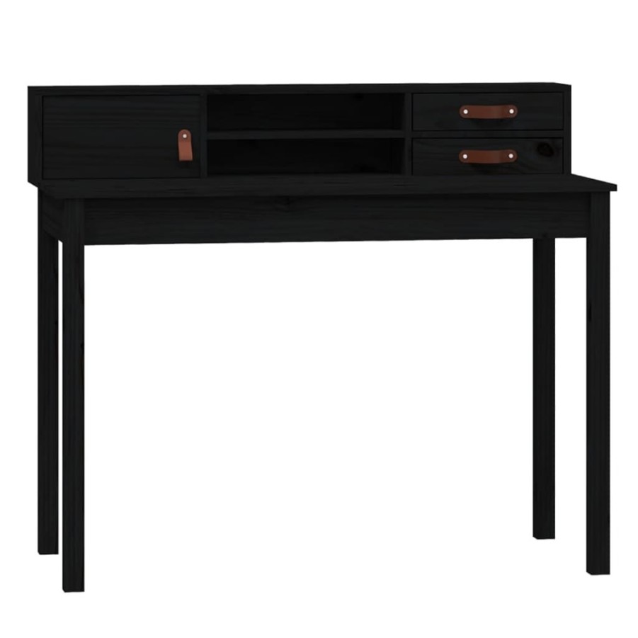 Kantoormeubelen vidaXL | Vidaxl Bureau 110X50X93 Cm Massief Grenenhout Zwart