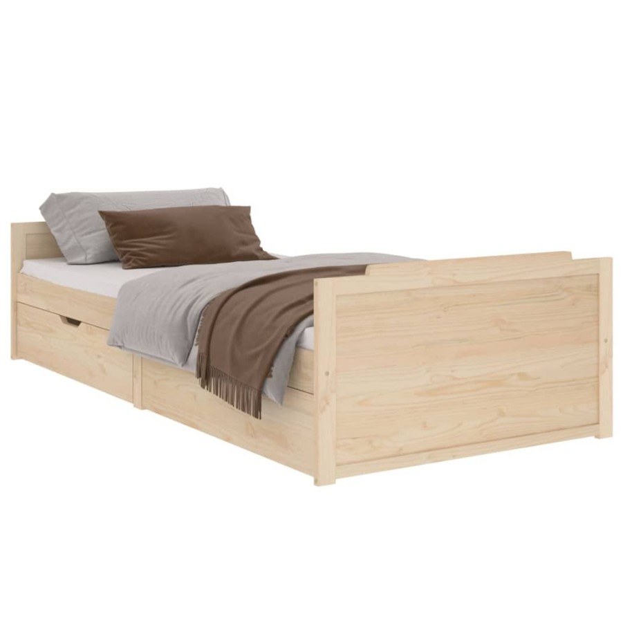 Bedden & Accessoires vidaXL | Vidaxl Bedframe Met Lades Massief Grenenhout 90X200 Cm