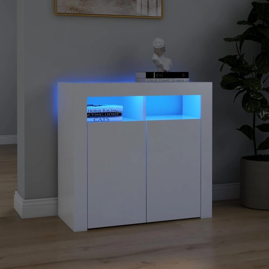 Kasten & Opbergmeubelen vidaXL | Vidaxl Dressoir Met Led-Verlichting 80X35X75 Cm Wit