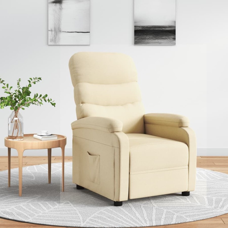 Stoelen vidaXL | Vidaxl Fauteuil Verstelbaar Stof Cremekleurig