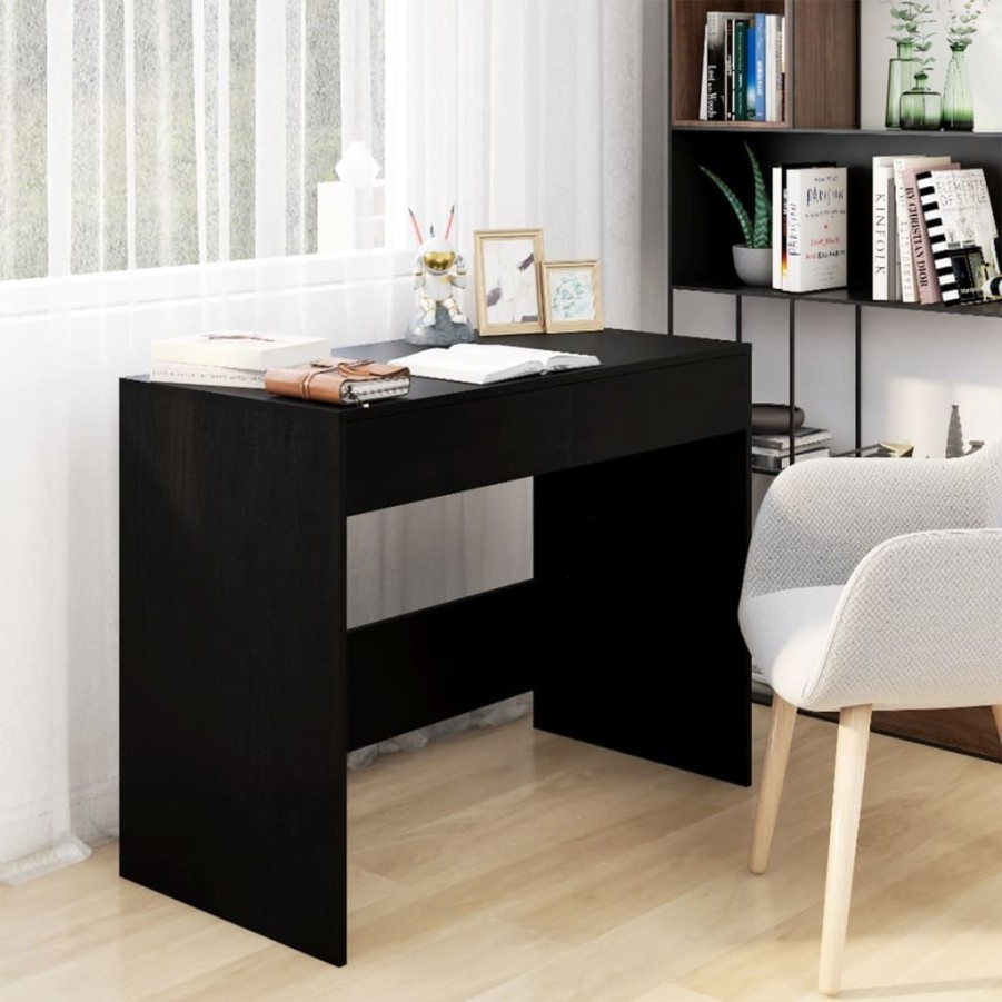 Kantoormeubelen vidaXL | Vidaxl Bureau 101X50X76,5 Cm Spaanplaat Zwart