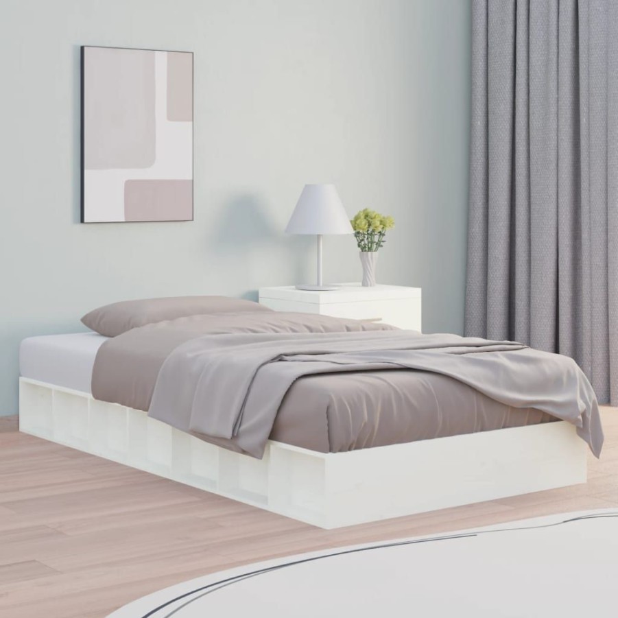 Bedden & Accessoires vidaXL | Vidaxl Bedframe Massief Hout Wit 75X190 Cm 2Ft6 Small Single