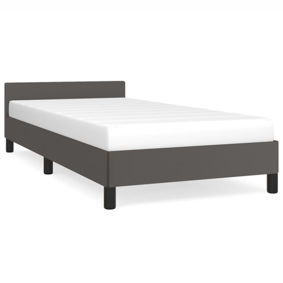 Bedden & Accessoires vidaXL | Vidaxl Bedframe Met Hoofdbord Kunstleer Grijs 80X200 Cm