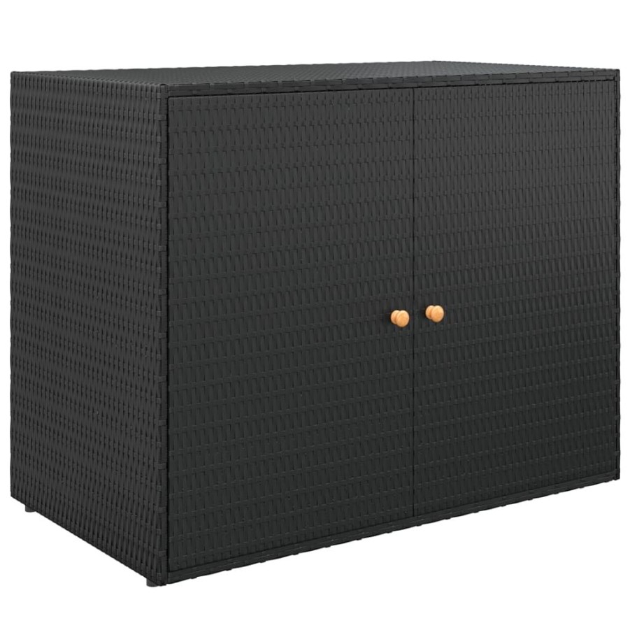 Kasten & Opbergmeubelen vidaXL | Vidaxl Tuinkast 100X55,5X80 Cm Poly Rattan Zwart