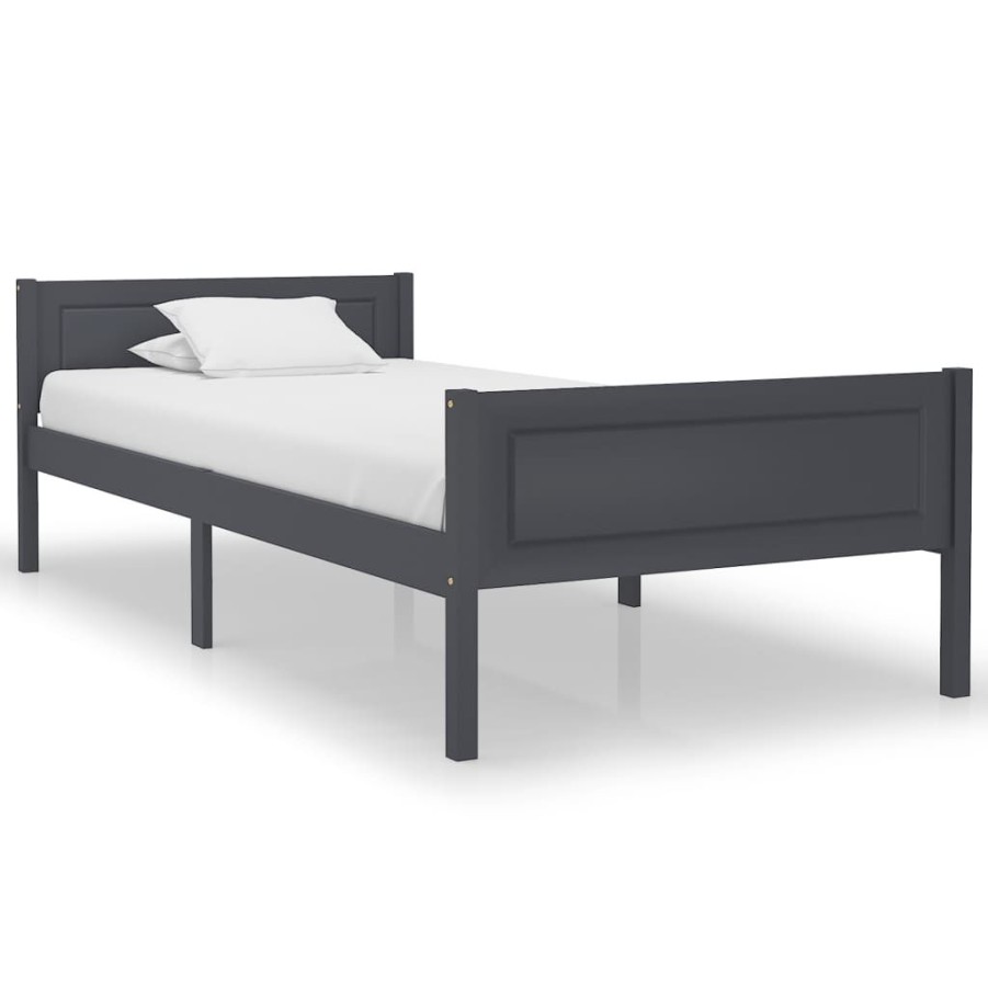 Bedden & Accessoires vidaXL | Vidaxl Bedframe Massief Grenenhout Grijs 90X200 Cm