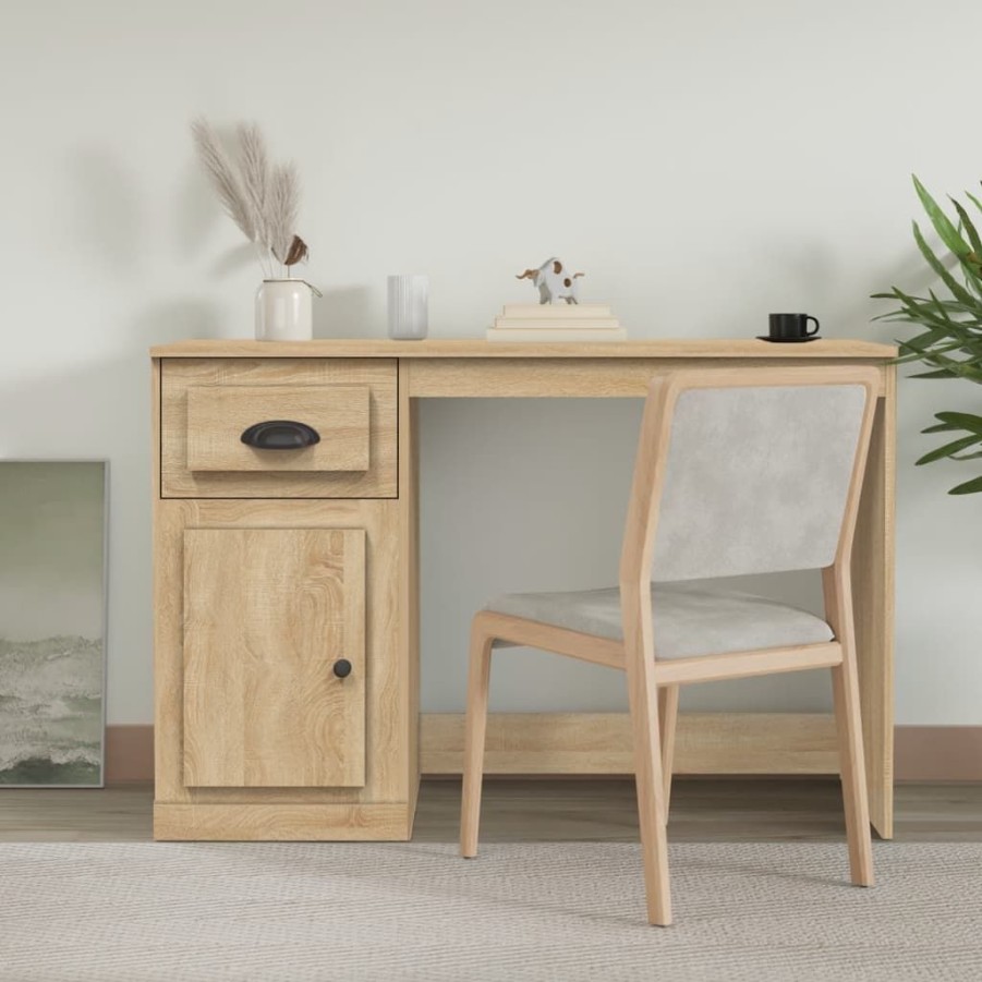 Kantoormeubelen vidaXL | Vidaxl Bureau Met Lade 115X50X75 Cm Bewerkt Hout Sonoma Eikenkleurig