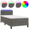 Bedden & Accessoires vidaXL | Vidaxl Boxspring Met Matras En Led Fluweel Donkergrijs 90X190 Cm