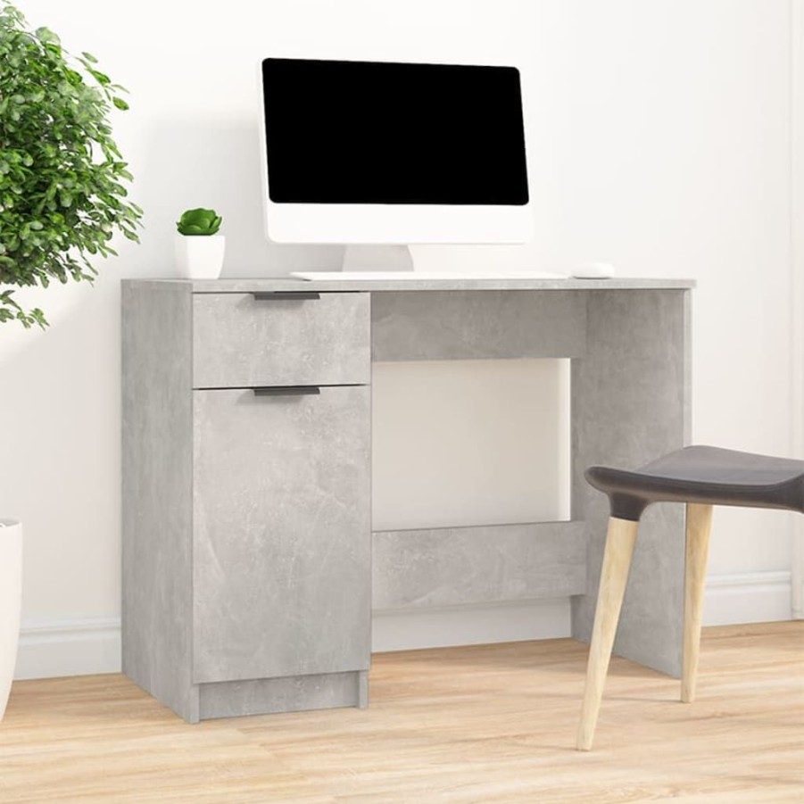 Kantoormeubelen vidaXL | Vidaxl Bureau 100X50X75 Cm Bewerkt Hout Betongrijs