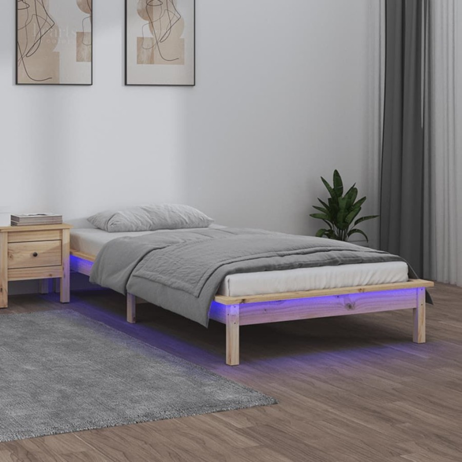 Bedden & Accessoires vidaXL | Vidaxl Bedframe Led Massief Hout 75X190 Cm 2Ft6 Small Single